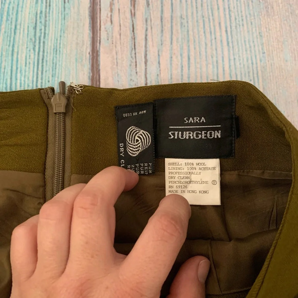 Sara sturgeon olive green blazer and mini skirt set size 3 - Picture 10 of 11